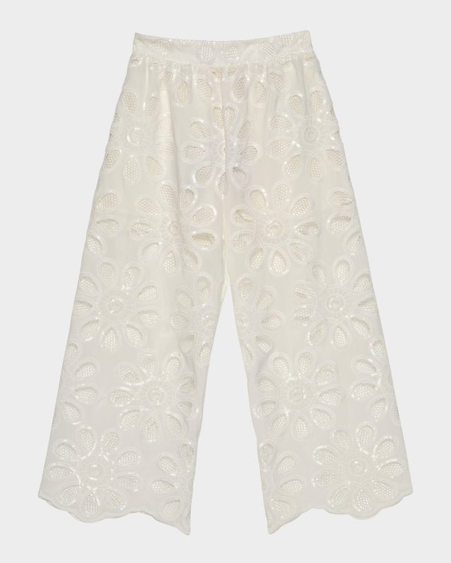 Girl's Layla Floral Lace Pants, Size 4-